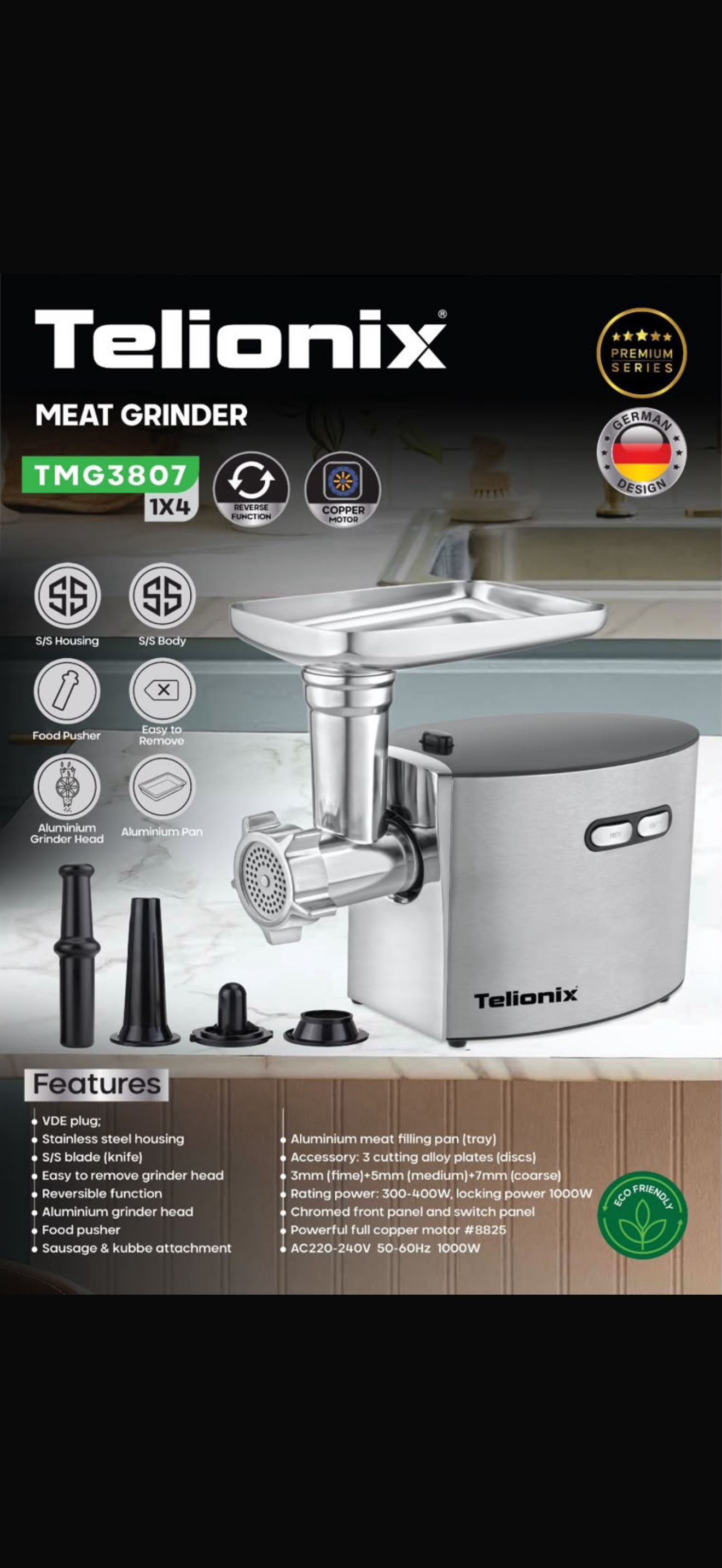 چرخ گوشت تلونیکس مدل TMG3807